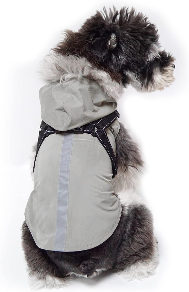 PETCUTE Hunde Regenmantel Regenjacke mit Geschirrl,Winddicht Wasserdichter Hundemantel mit Reflektie