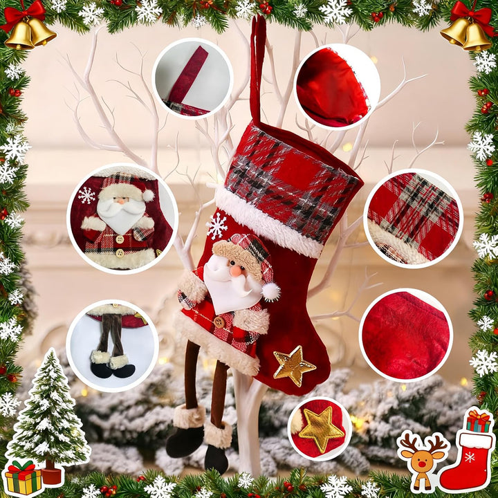 Nikolausstrumpf 3 Stück Weihnachtsstrümpf Hängende, Personalisiert Weihnachtssocken, Nikolausstiefel
