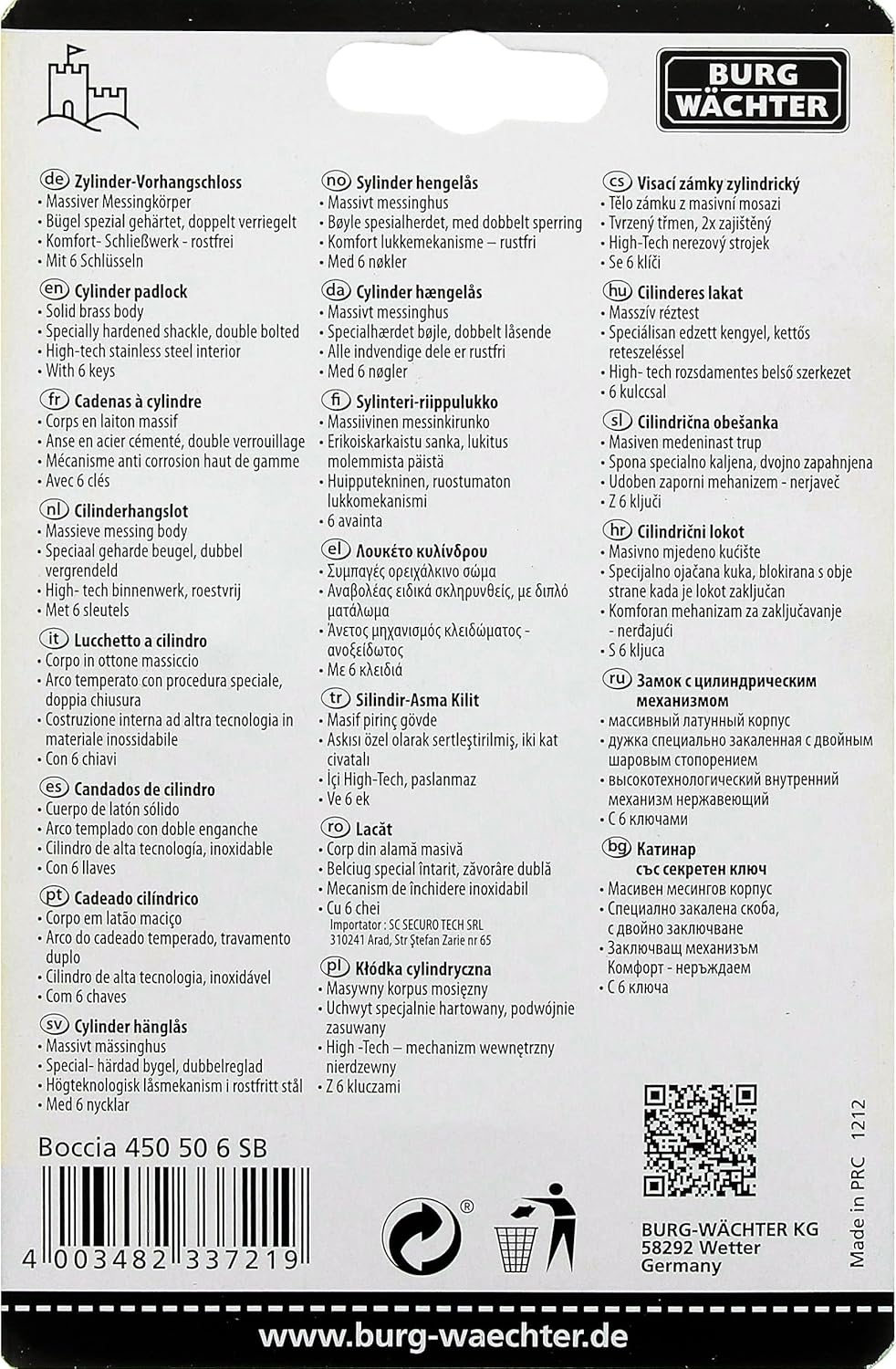 Burg-Wächter Boccia 450 50 6 SB Vorhängeschloss