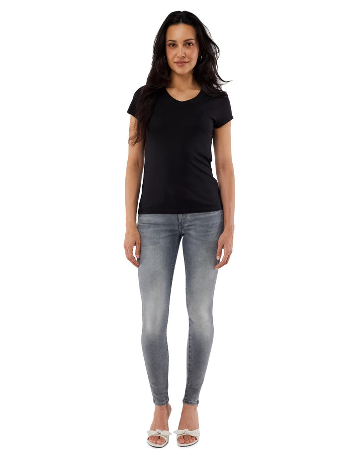 G-Star Damen Eyben Slim V-Neck Top 2.0 XS Schwarz (Dk Black D24533-4107-6484), XS Schwarz (Dk Black