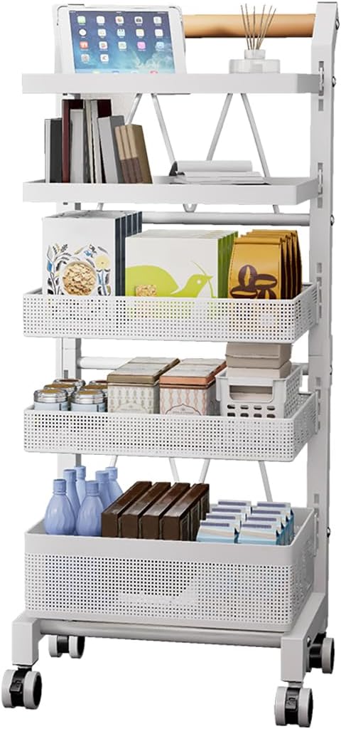 Heikoeco® Servierwagen Küchenwagen mit Rollen, Gemüseregal Metall, Obst Aufbewahrung, Rollwagen Allz