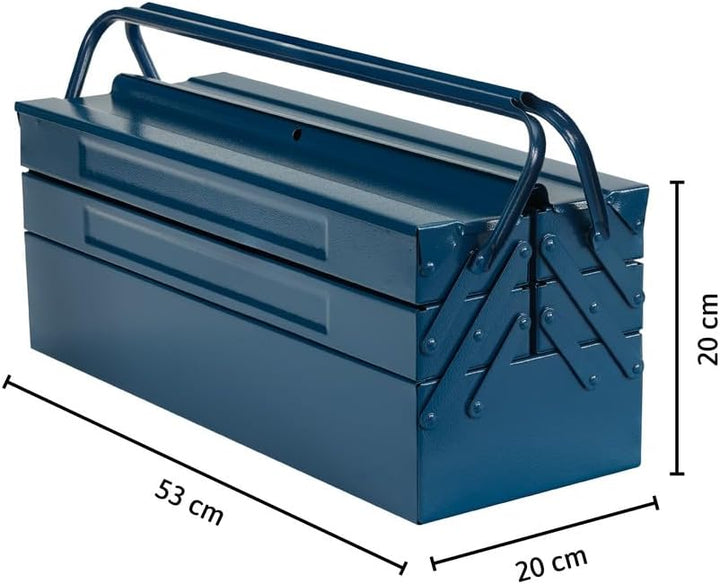 Dönges Metall Werkzeugkasten leer mit 5 Fächern | HxBxT 53 x 20 x 20cm, mit 21 L Volumen | Robust &