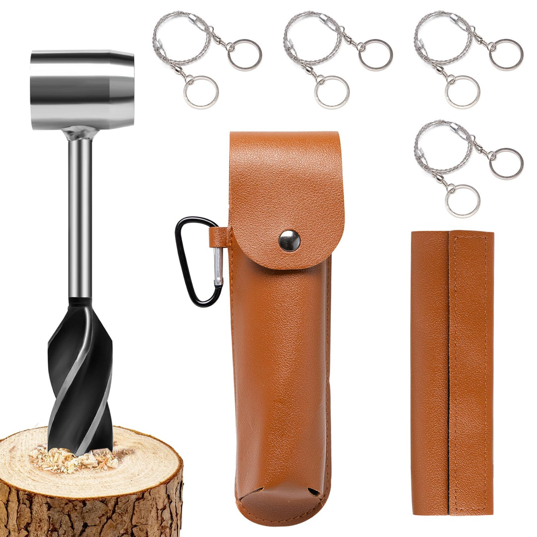 Handschneckenbohrer Bushcraft mit 4 Stücke Stahldrahtsägenkette Bushcraft Manueller Schraubenschlüss
