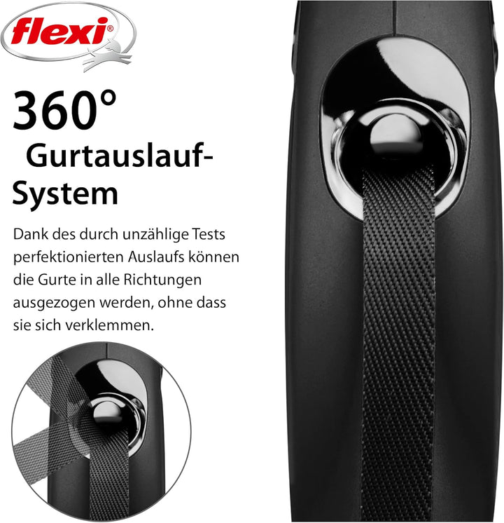 flexi® Classic S Gurt 5 m schwarz, Roll-Leine für Hunde bis 15 kg S: 5m (max. 15kg) Schwarz, S: 5m (