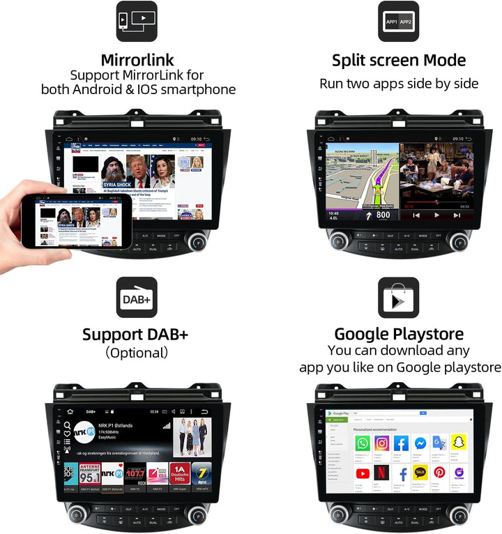 PX6 Android 12 IPS Autoradio Passt für Honda Accord 7th (2002-2007) - 4G+64G - RückfahrKamera KOSTEN