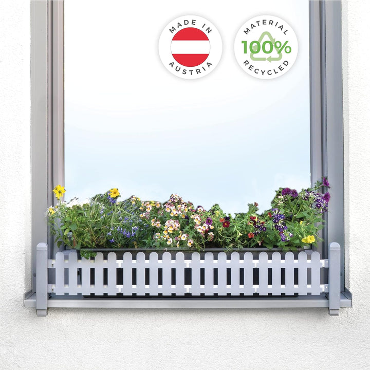 GREEN CREATIONS Blumenkastenhalterung masu Basis-Set passt auf Jede Fensterbank von 78 cm bis 140 cm