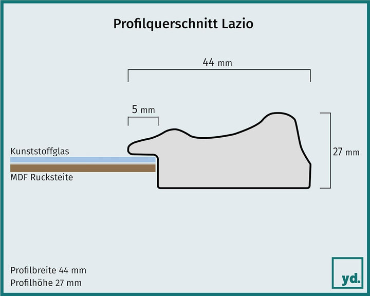 yd. Your Decoration - Bilderrahmen 75x100 cm - Schwarz Gemasert - Bilderrahmen aus MDF mit Acrylglas