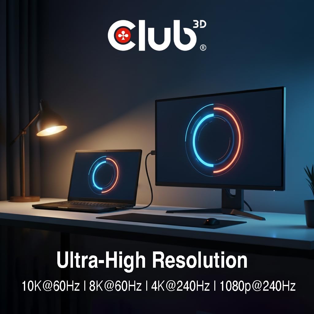 Club3D CAC-1559 USB Typ-C auf DisplayPort DP80 bidirektionales VESA zertifiziertes Kabel 1m Schwarz