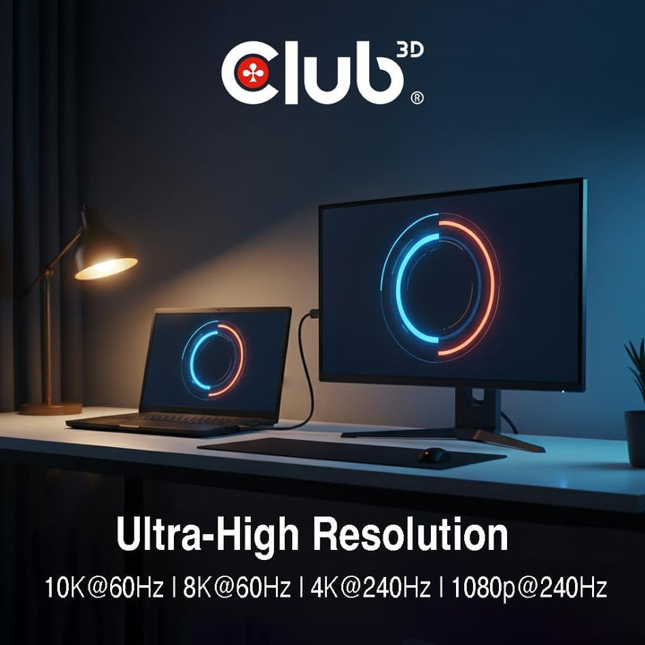 Club3D CAC-1559 USB Typ-C auf DisplayPort DP80 bidirektionales VESA zertifiziertes Kabel 1m Schwarz