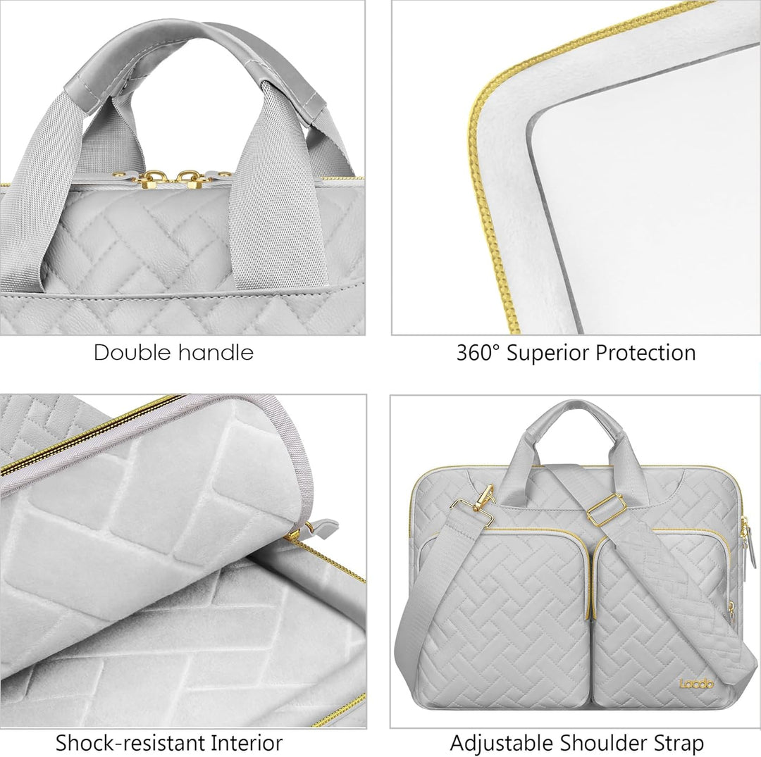 Lacdo 360° Rundumschutz Laptop Schultertasche, Laptop Hülle für 14 Zoll Neu MacBook Pro M5 Pro/Max A