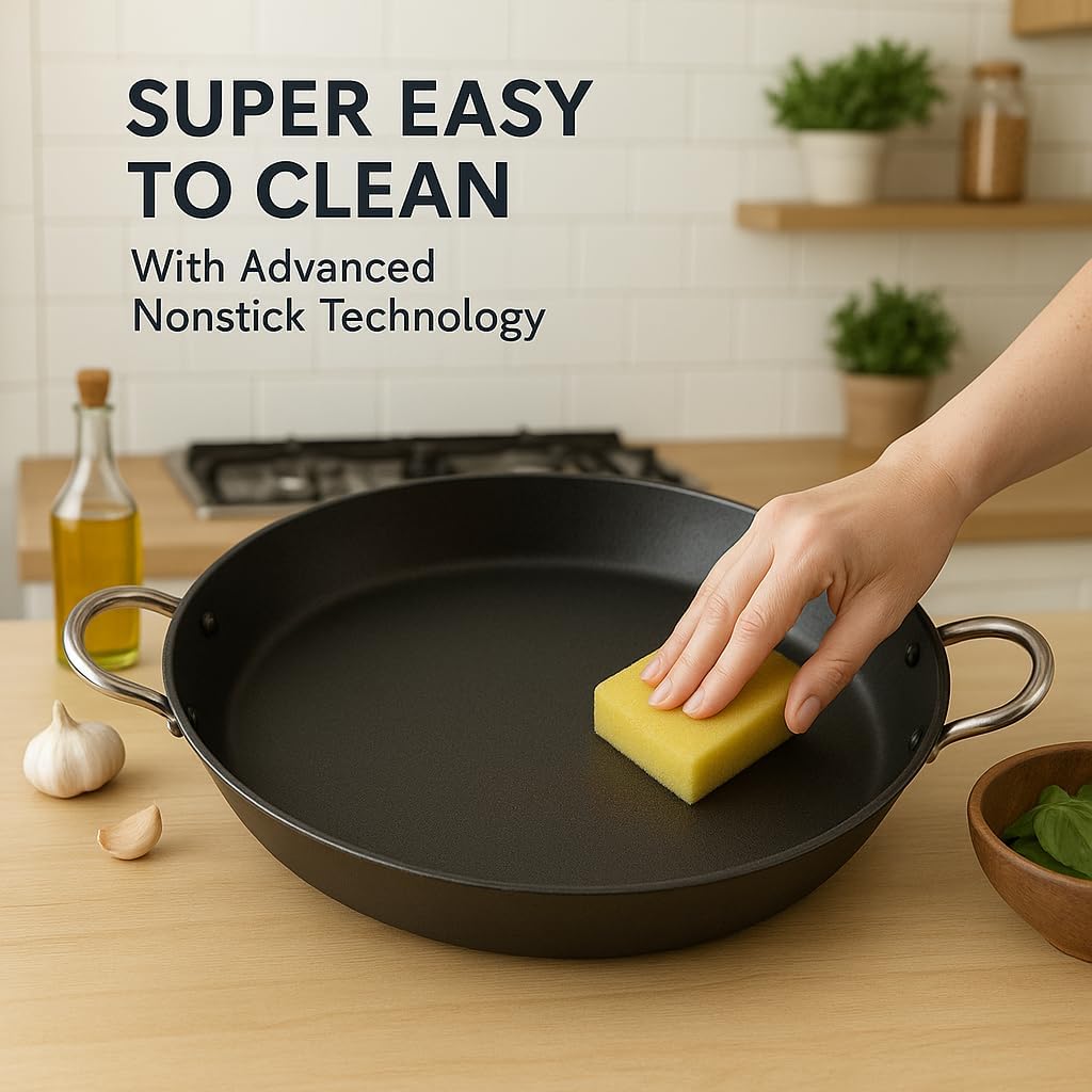 WECOOK! Kratha Paella-Pfanne Induction, 42 cm, 10 Portionen, Antihaftbeschichtung XYLAN PLUS, Ökolog