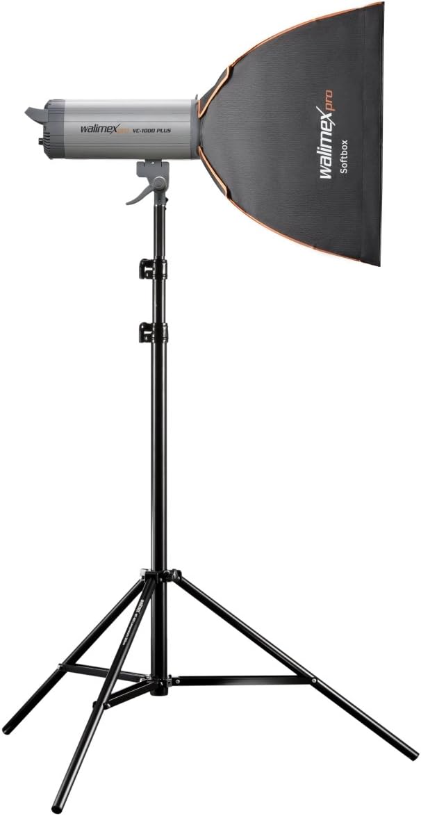 Walimex pro Softbox mit Gitter 40x40cm quadratisch I Inkl. 3cm Grid, Masken & Diffusor I Lichtformer