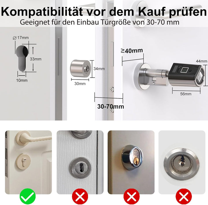 WELOCK SECBNEBL51 Fingerabdruck Schloss,Elektronisches Türschloss mit RFID Karte Bluetooth WiFi für