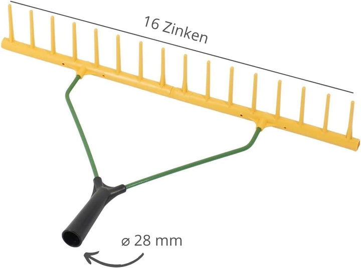 Rekord Rechen mit 16 Zinken aus Kunststoff, einseitig - ohne Stiel Breite: 64 cm Gartenrechen, Heure