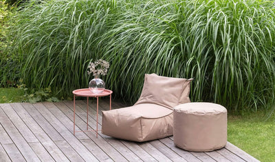 mokebo® Outdoor Pouf o. Hocker 60x40cm in Grau für Balkon & Garten 'Der Ruhepouf', Sitzhocker rund,