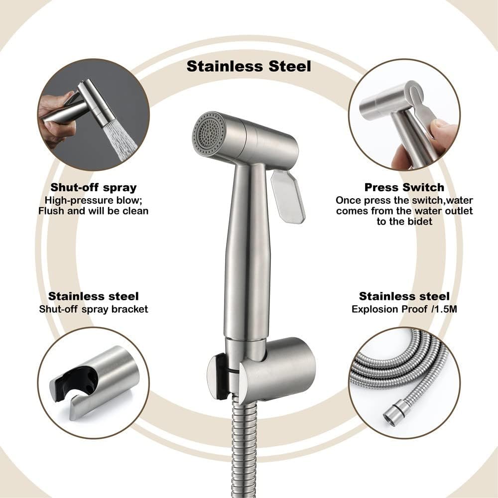 Handbrause, handgehaltenes Bidet-Toilettensprühgerät mit Dual-Modus (Jet/Stream) - mit Wasserhahnspe