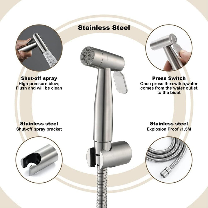 Handbrause, handgehaltenes Bidet-Toilettensprühgerät mit Dual-Modus (Jet/Stream) - mit Wasserhahnspe