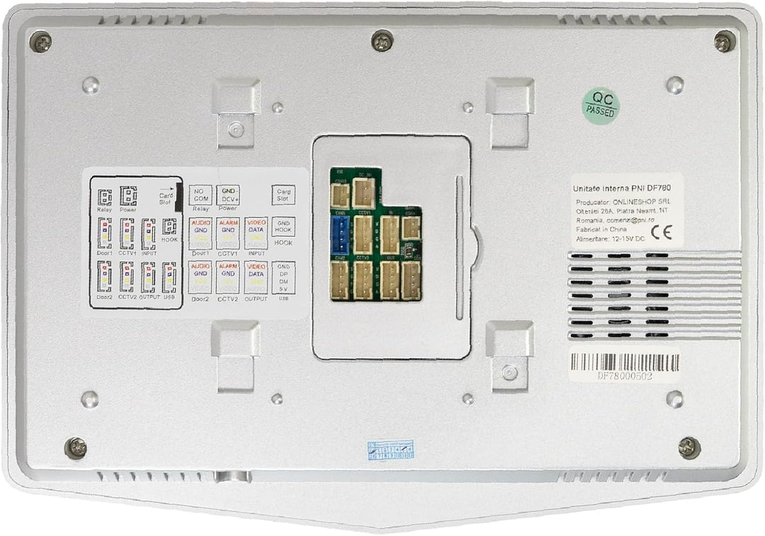 PNI DF780 Video-Gegensprechanlage mit 1 Monitor, 7-Zoll-1080p-Touchscreen, Kartensteckplatz, IP65 un
