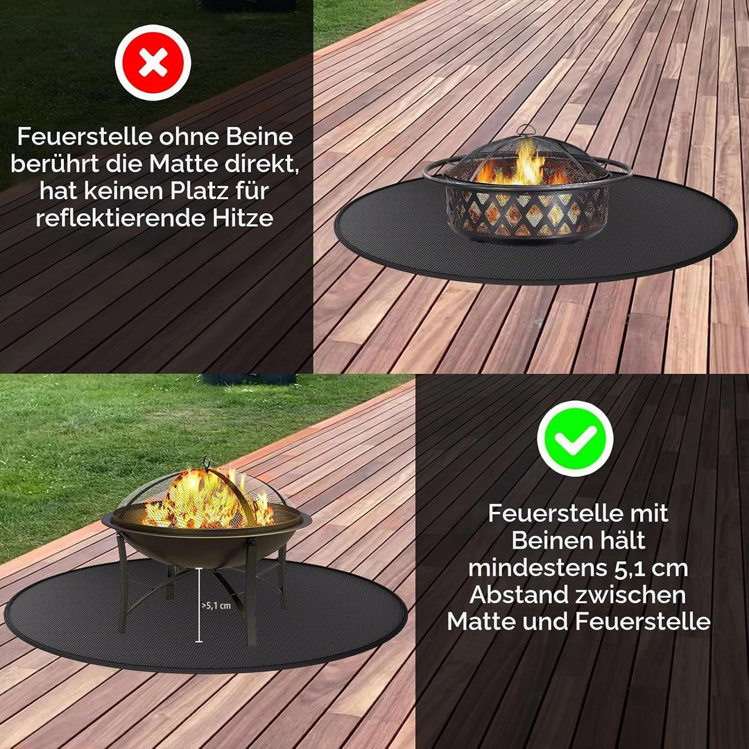 Feuerfeste Matte Feuerstelle Unterlage 2315°C Feuerschutzmatte Hitzeschutzmatte 91.4 cm BBQ Grills M