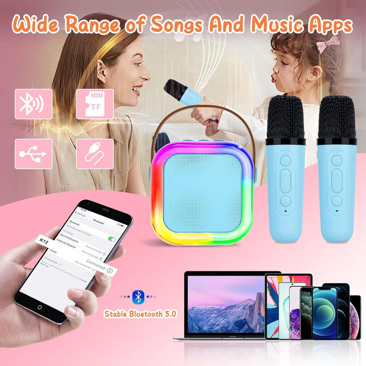 Karaoke Maschine Kinder mit 1 Mikrofon, Drahtloses Karaoke Mikrofon mit LED Tragbare Bluetooth Lauts