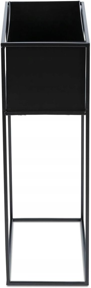Schwarz Blumenständer Metall - Pflanzenständer 70 cm Hoch mit Metall Box 44x24x20 cm - Blumentopfstä