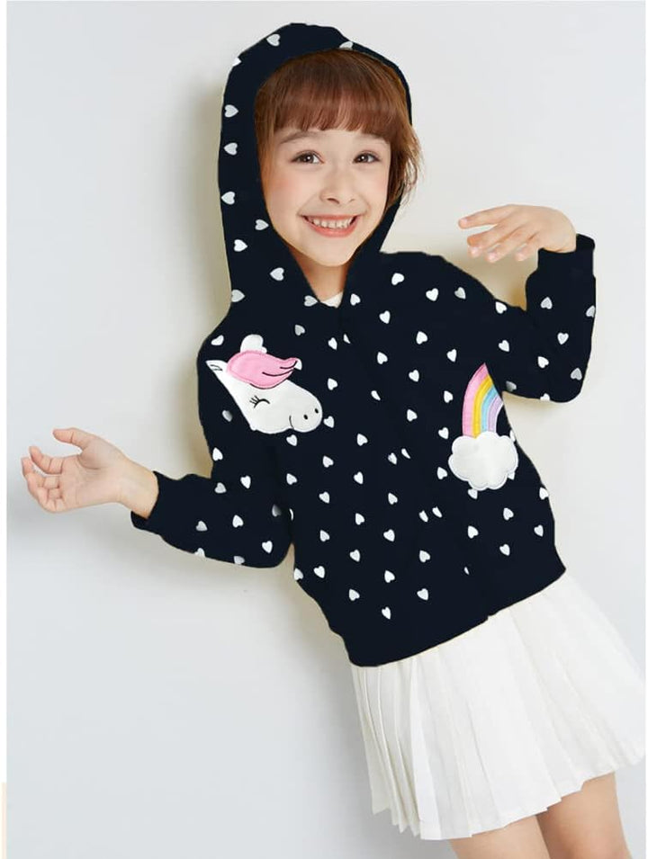 EULLA Kinder Mädchen Zip Up Hoodie Sweatjacke Kapuzenjacke Kapuzenpullover Langarm Baumwolle Einhorn