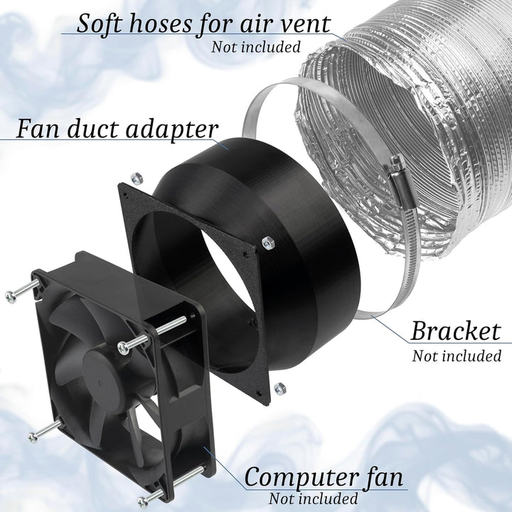 AERZETIX Quadratisch-Rund-Adapter für Luftstrom für Lüftungskanal 40x40 mm Ø38 mm aus ABS-Kunststoff