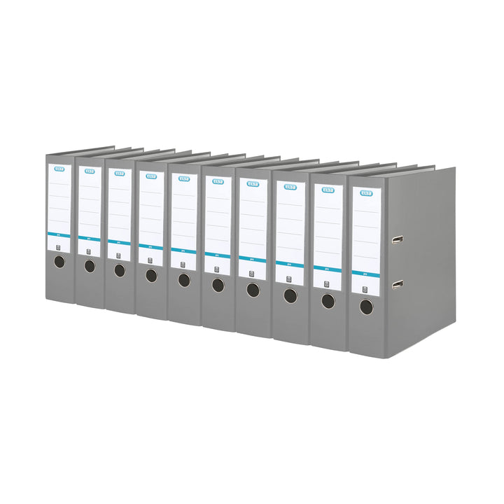 Elba Ordner A4, Smart Pro, 8 cm breit, Kunststoff aussen, grau, 10 Stück grau A4, breit, grau A4, br