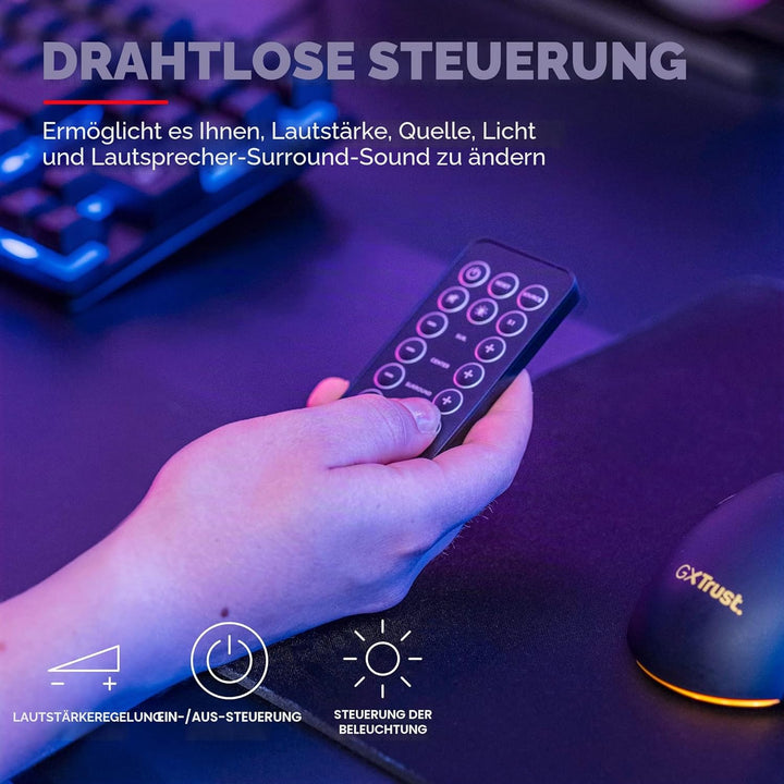 Trust Gaming GXT 658 Tytan 5.1 Surround PC Lautsprecher mit Subwoofer, 180 W (90 W RMS), Speakers mi