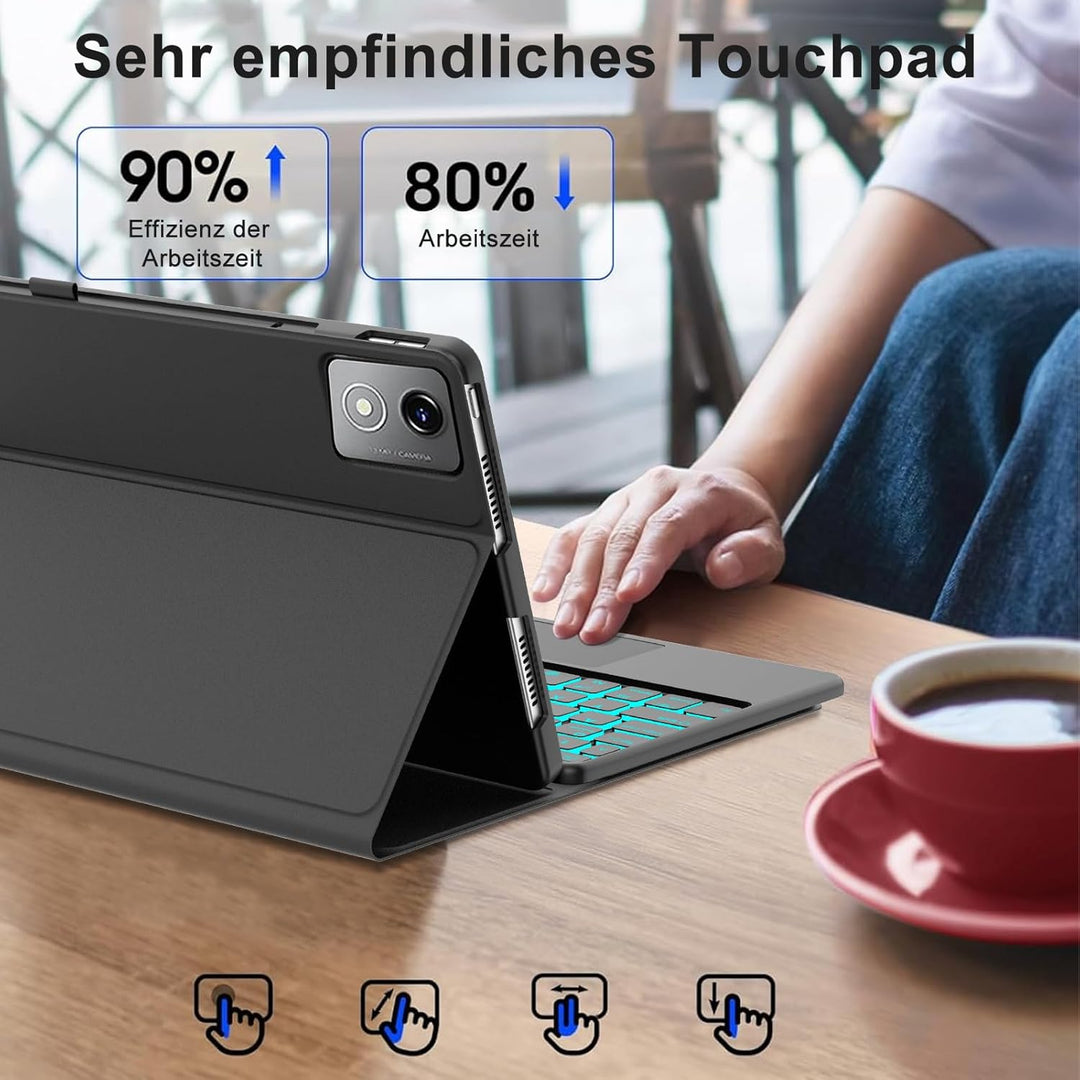 Tastatur Hülle für Lenovo Tab K11 Plus 11.45 Zoll 2024, Mit kabelloser Bluetooth-Tastatur mit Touchp