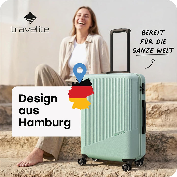 travelite 4-Rad Hartschalenkoffer mittelgross 65 Liter, Gepäck Serie BALI: ABS Hartschalen Trolley m