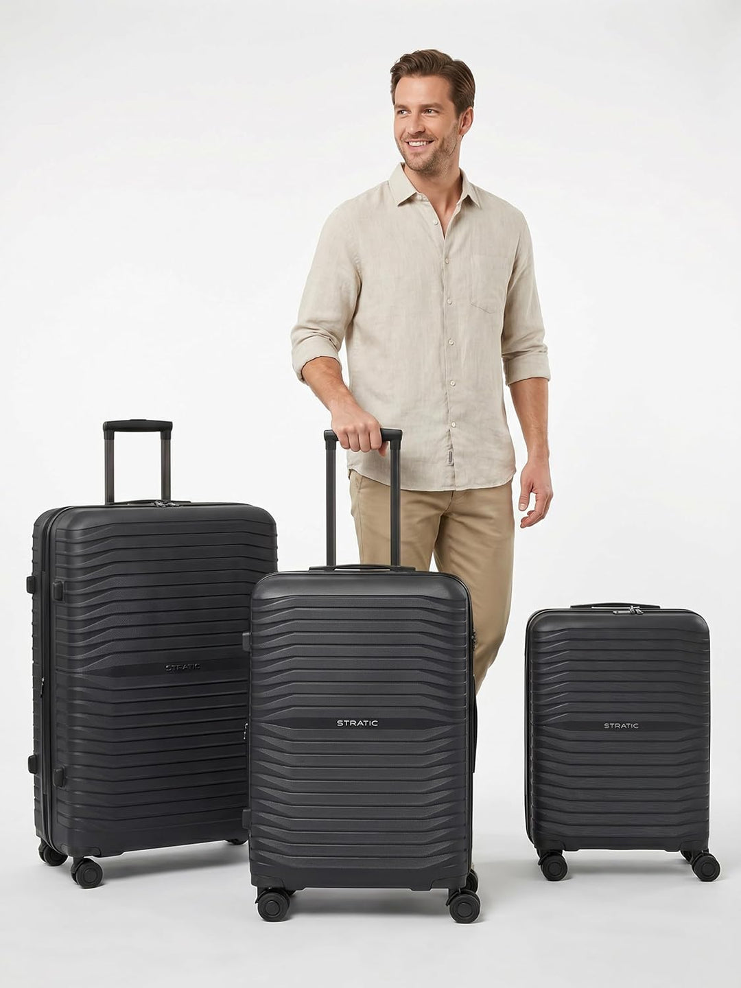 Stratic Koffer-Set 3-teilig für Damen und Herren | Reise-Trolleys 50 x 29 x 76 cm aus hochwertigem,