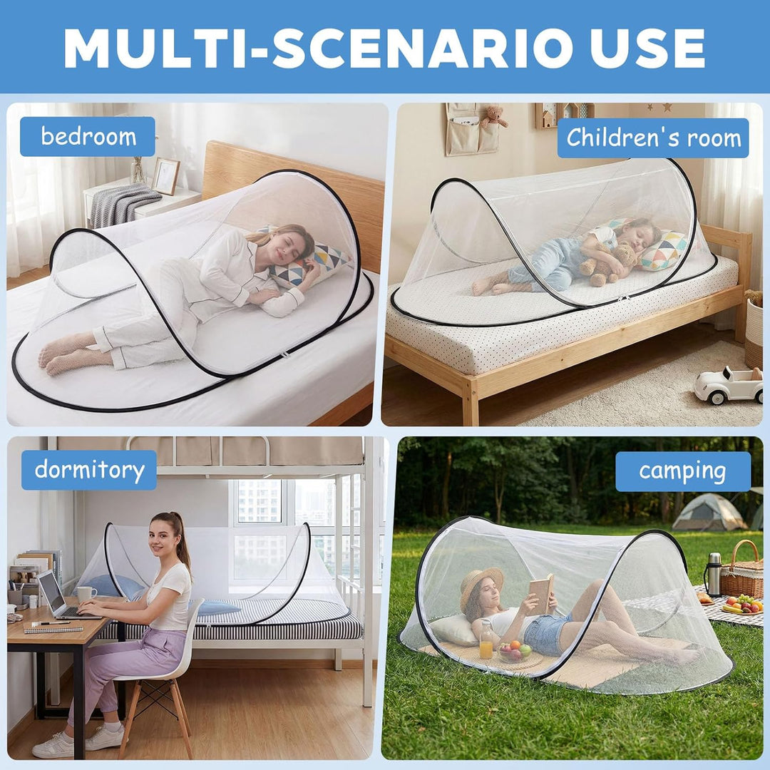 Moskitonetz, 200 x 80 x 56 cm Moskitonetz Reise, Faltbares Pop Up Moskitonetz Bett, Mückennetz Reise