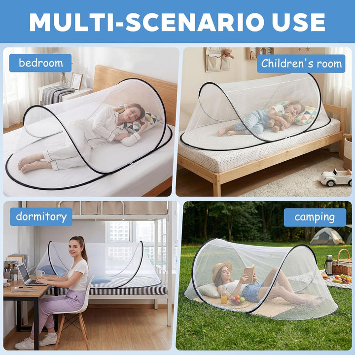 Moskitonetz, 200 x 80 x 56 cm Moskitonetz Reise, Faltbares Pop Up Moskitonetz Bett, Mückennetz Reise