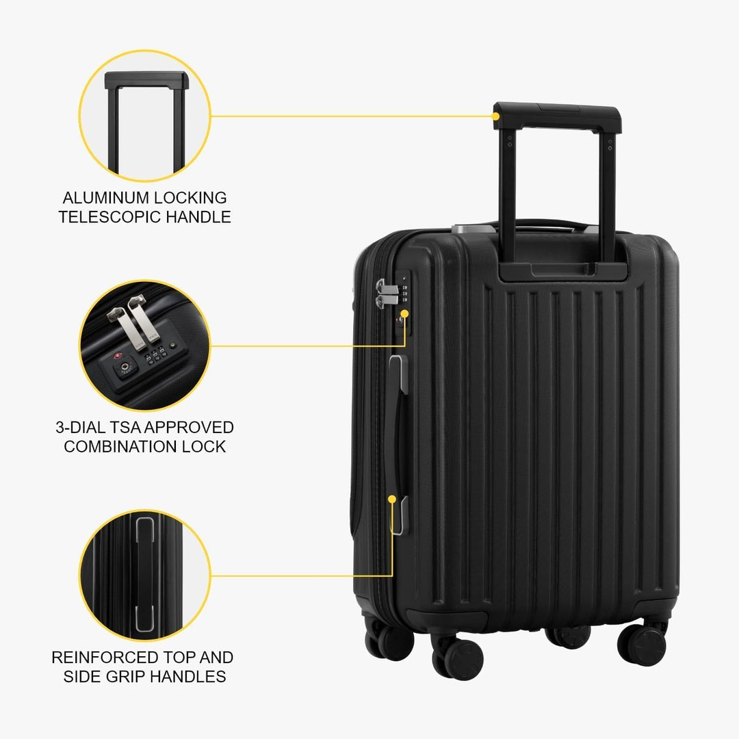 LEVEL8 Koffer Trolley Handgepäck mit 4er Organizer-Set, Handgepäck Koffer mit Laptopfach, Leicht ABS