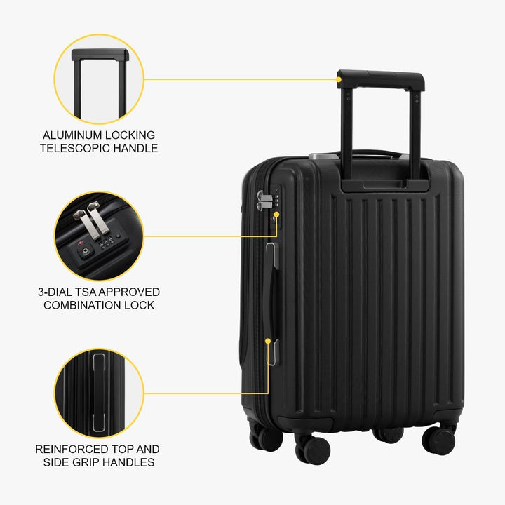 LEVEL8 Koffer Trolley Handgepäck mit 4er Organizer-Set, Handgepäck Koffer mit Laptopfach, Leicht ABS
