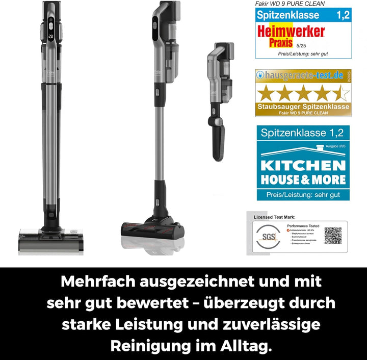 Fakir WD 9 Pure Clean 3in1 Nass- Trockensauger Akku, 400 Watt, Wischsauger, dualer Bürstenwalze, 180
