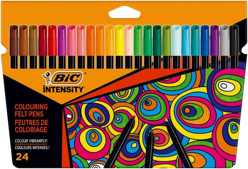 BIC Intensity Stifte Set Be Peaceful, Kreativ Set für Erwachsene und Teenager: 24 Buntstifte & 24 Fi