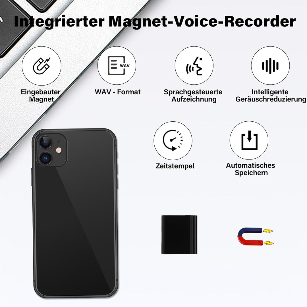 64G Diktiergerät Mini,Aufnahmegerät Spionage,Spion abhörgerät,Spion digital Voice Recorder