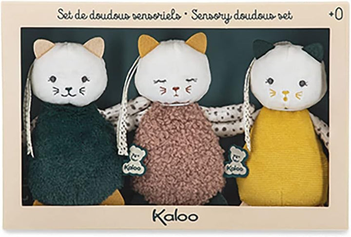 KALOO - Stimuli - Meine kleinen Streichel-Katzen - 3er-Set sensorische Plüschtiere - Entwicklungsspi