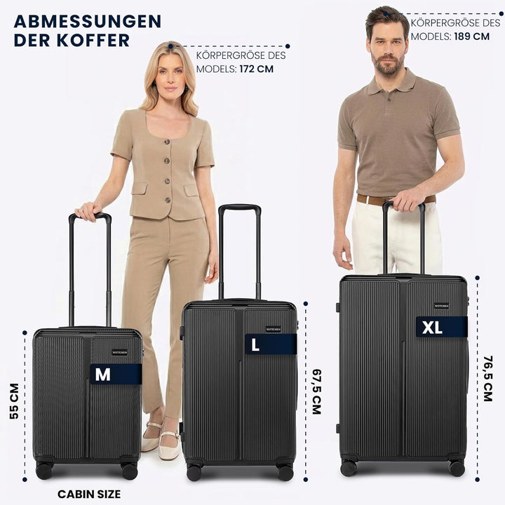 WITTCHEN Stripes Line | Kabinenkoffer 55 × 39 × 20 cm (M) | Hartschale ABS handgepäck Koffer 36 l, 4