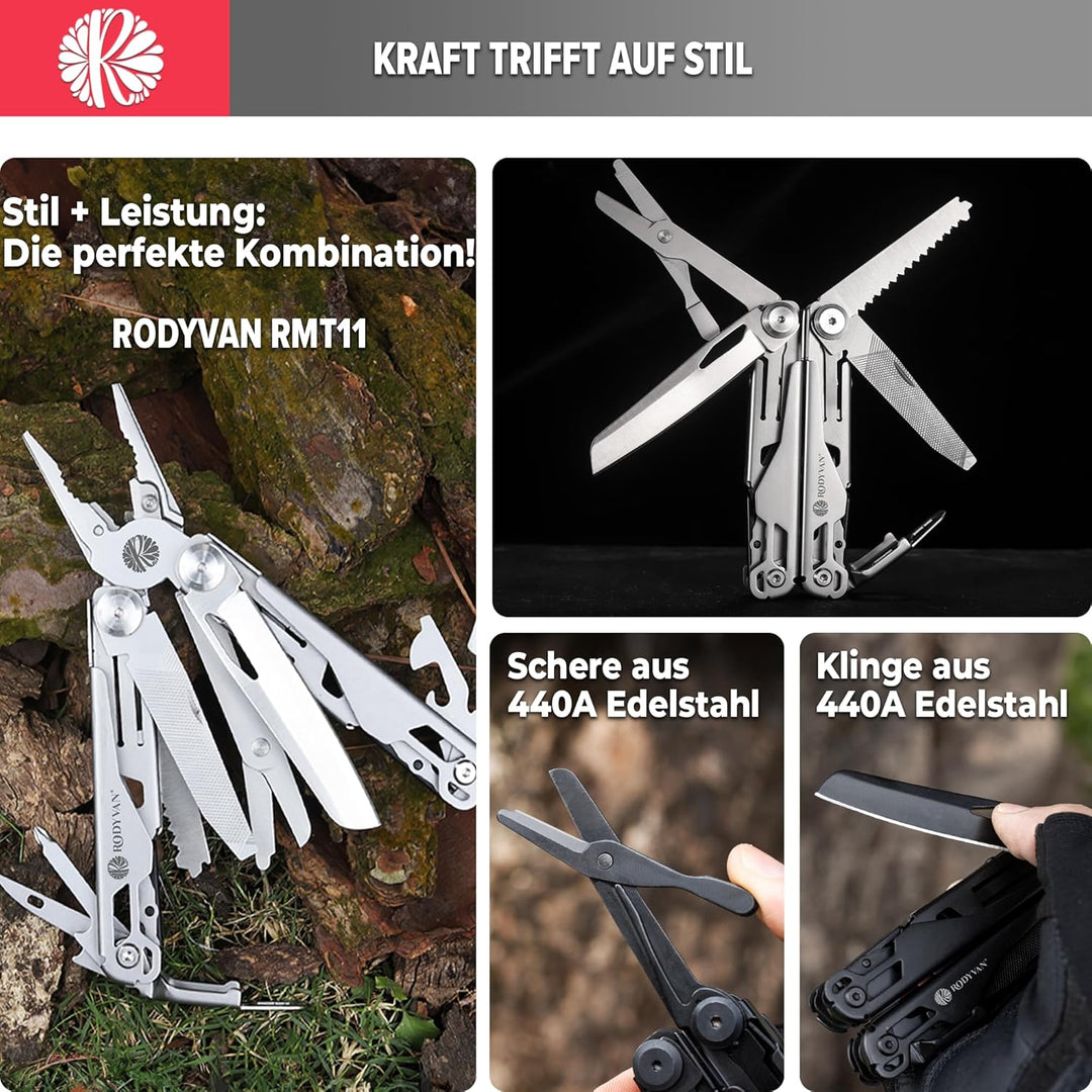 Multitools, 19 in 1 Edelstahl Multi Tool Zange mit Spitzer Schraubendreher Set Flaschenöffner Surviv