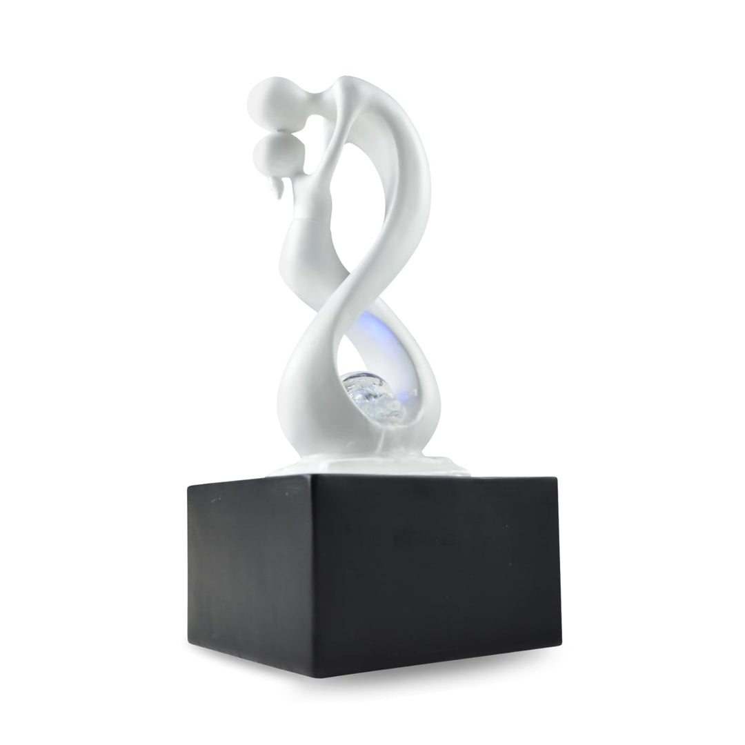 Zen'Light - Moderner Zimmerbrunnen Amor Schwarz&Weiss mit Farbigem LED-Licht - Abnehmbare Skulptur -