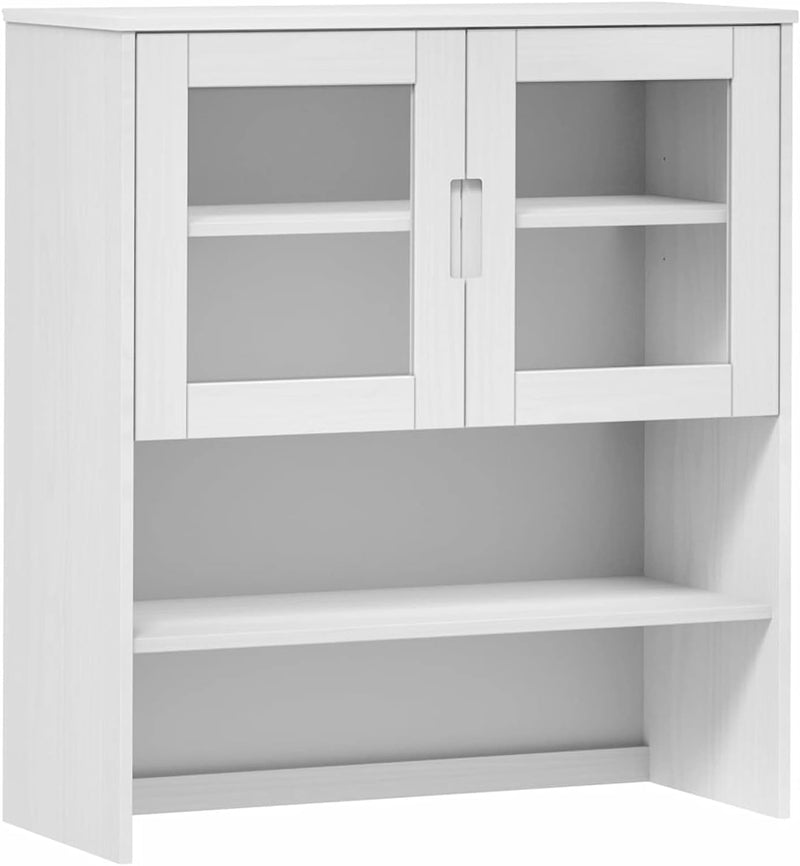 Tidyard Highboard Sideboard-Aufsatz Mit 3 Böden und 2 Glastüren Schrank Sideboard Anrichte Beistells