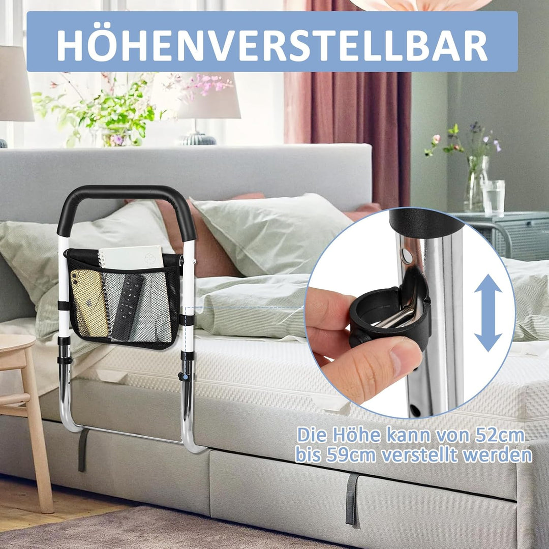 OUUTMEE bettgitter rausfallschutz Erwachsene, Handlauf am Bett aus kohlenstoffreichem, tragbare und