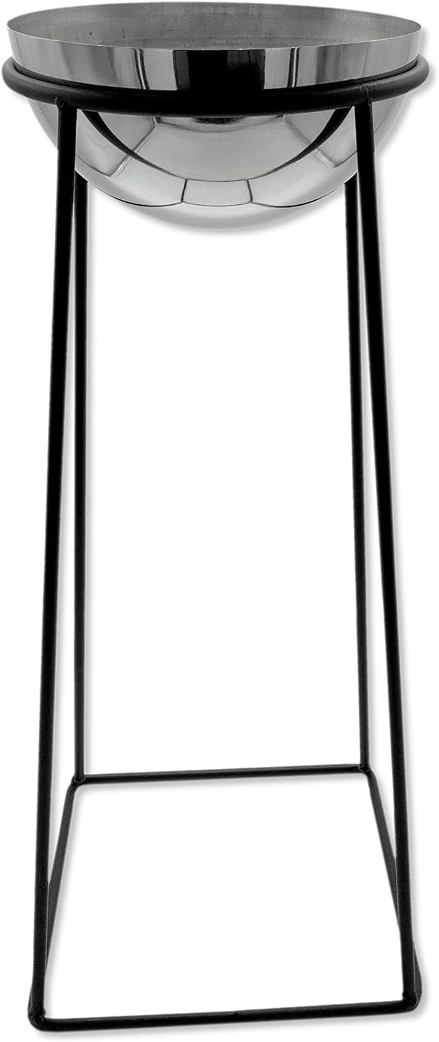 DARO DEKO Metall Blumentopf mit Ständer schwarz Silber 27 x 55cm Blumen-Töpfe Pflanztopf hoch Schale