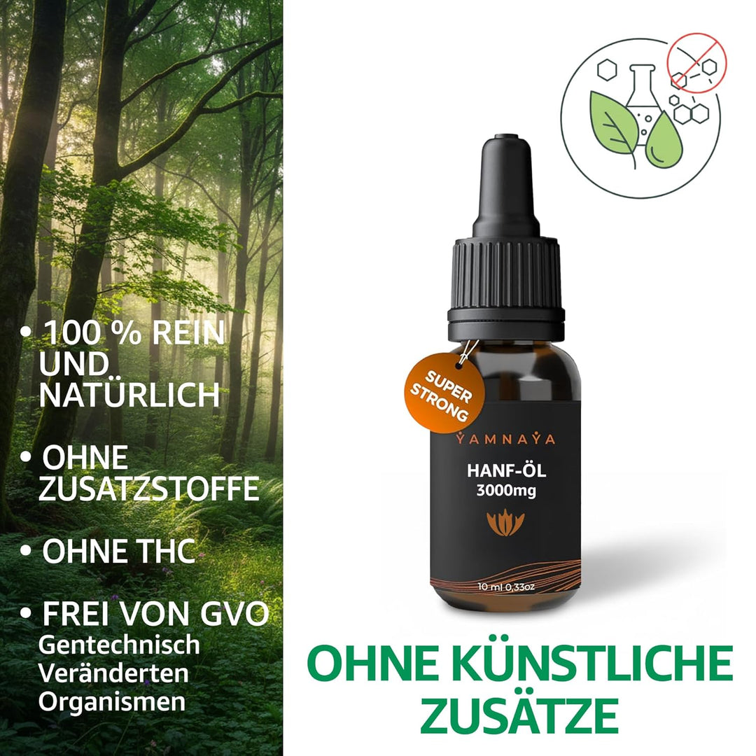 YamnaYa – Premium Hanföl 30% | Kaltgepresst & Vegan | Reines Naturöl Ohne Zusätze | Laborgeprüfte Qu