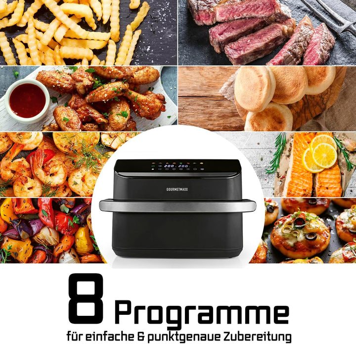 GOURMETmaxx Heissluftfritteuse, 10 L - 2 x 5 L Airfryer Vario-Kammer | Fritteuse mit 8 Programmen &amp;
