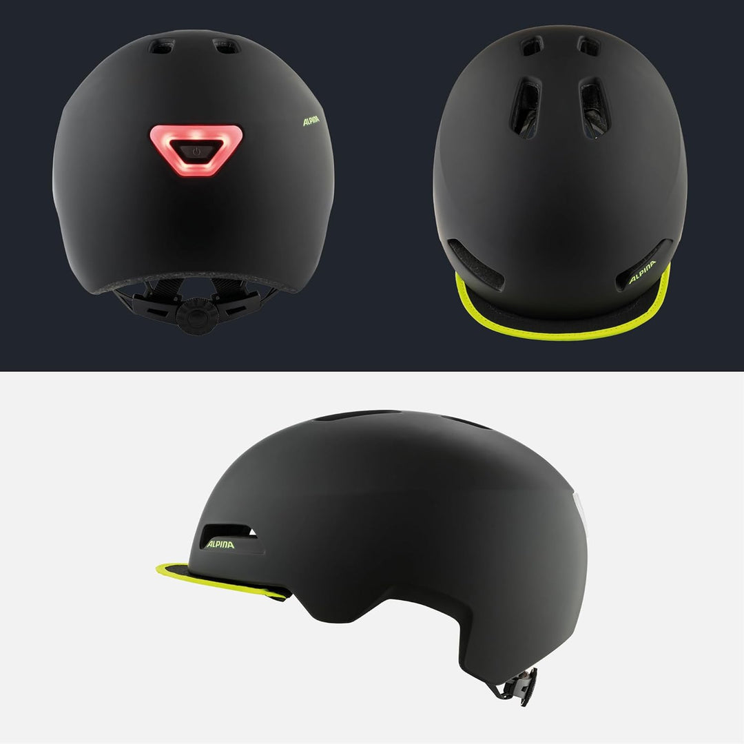 ALPINA BROOKLYN - Beleuchteter, Robuster und Komfortabler Urban Fahrradhelm Mit LED-Licht Für Erwach