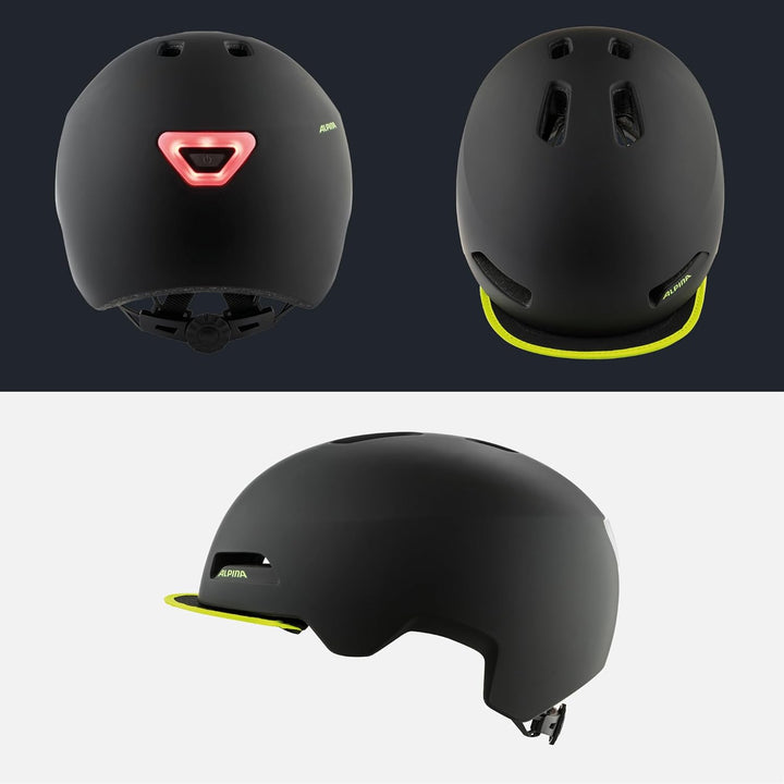 ALPINA BROOKLYN - Beleuchteter, Robuster und Komfortabler Urban Fahrradhelm Mit LED-Licht Für Erwach